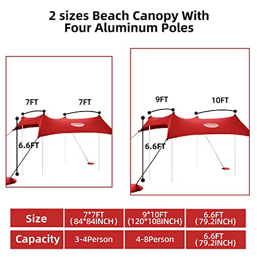 Umardoo Family Beach Tent Sun Shade Canopy 10×9Ft With 4 Aluminum Poles, Upf 50+ Uv Protection Easy Setup Pop Up Portable Sun Shelter With Carrying Bag #TOP2