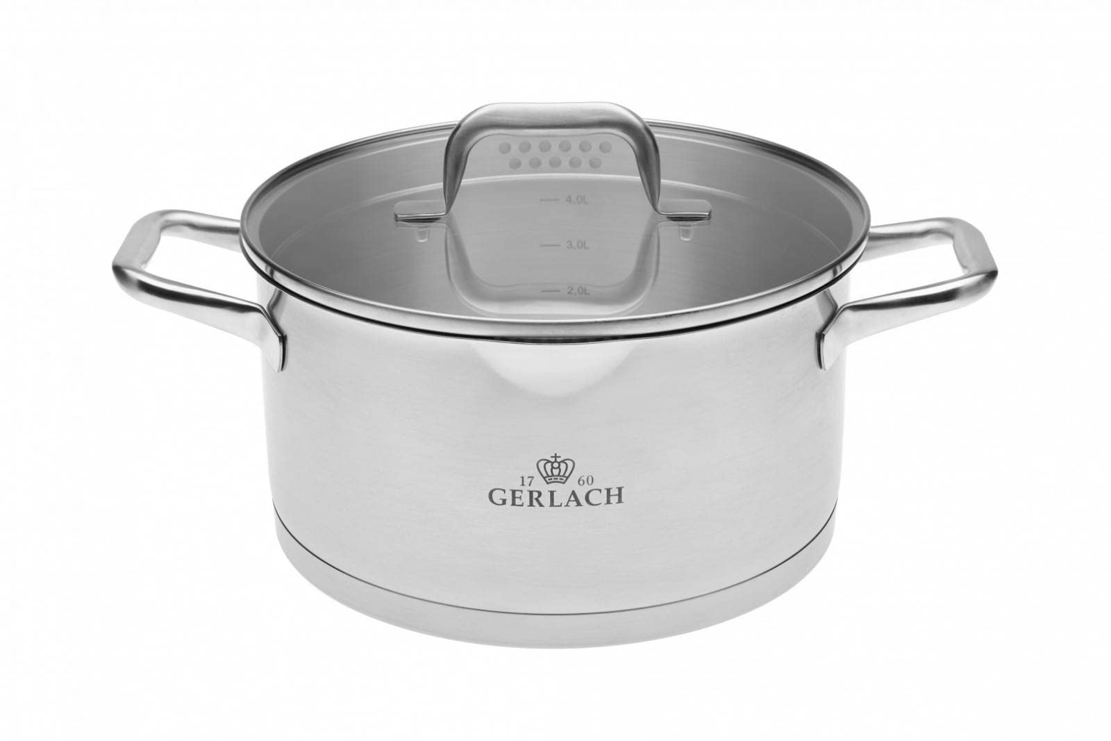 Gerlach Modello, set di pentole in acciaio inox, per induzione, set di pentole a induzione, 5 pezzi