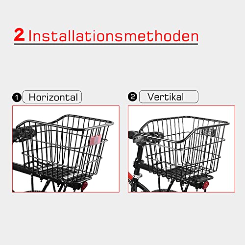 QIKADO Fahrradkorb Hinten, Fahrradkorb Abnehmbar , Schulranzen Hinten mit Montagezubehör Gepäcknetz und Reflektor