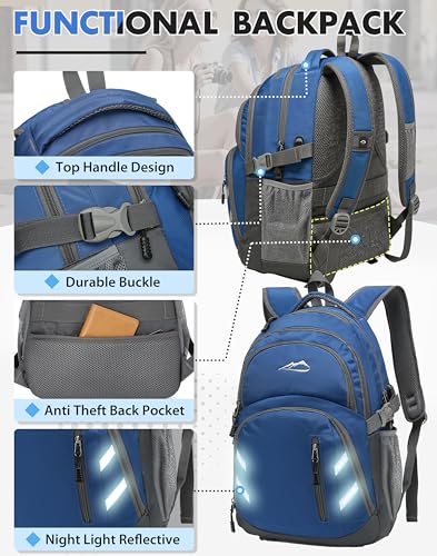 Image of ProEtrade Backpack Bookbag for College Laptop Travel,Fit Laptop Up to 15.6 inch with USB Charging Port Multi Compartment Anti theft, Gift for Women Men (Blue)