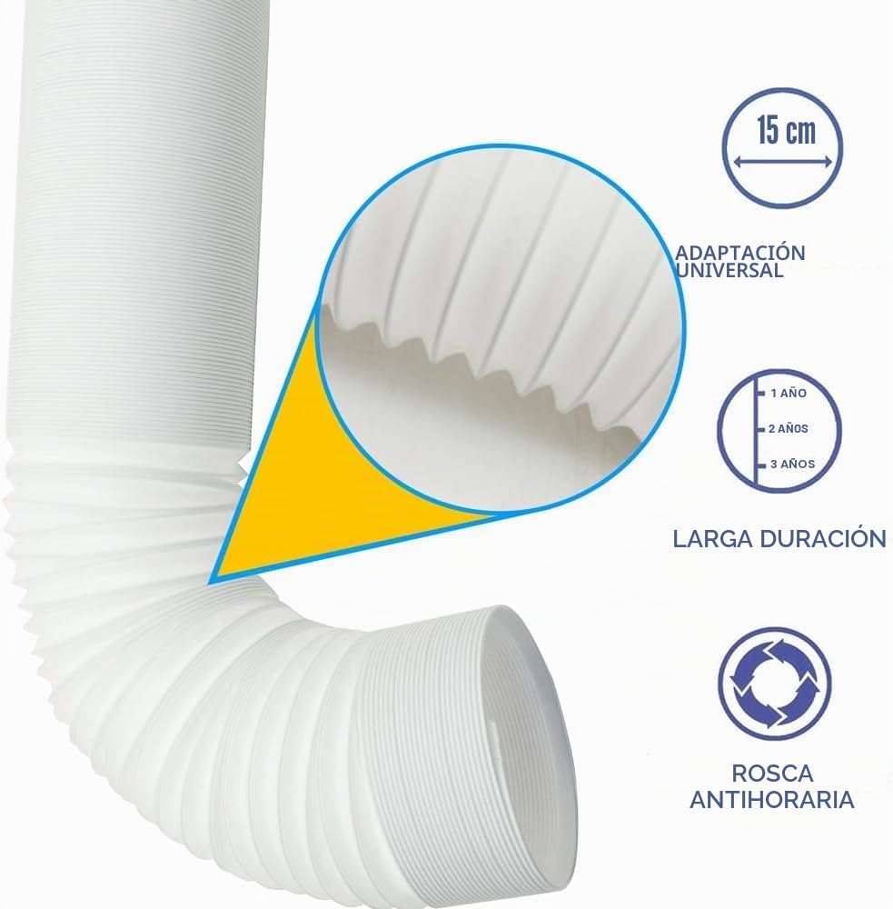 Piezas de Repuesto de Tubo de Manguera de Escape de Aire Acondicionado Flexible Universal Portátil Accesorios de Piezas de Aire Acondicionado(Diameter 13cm*1.5M)