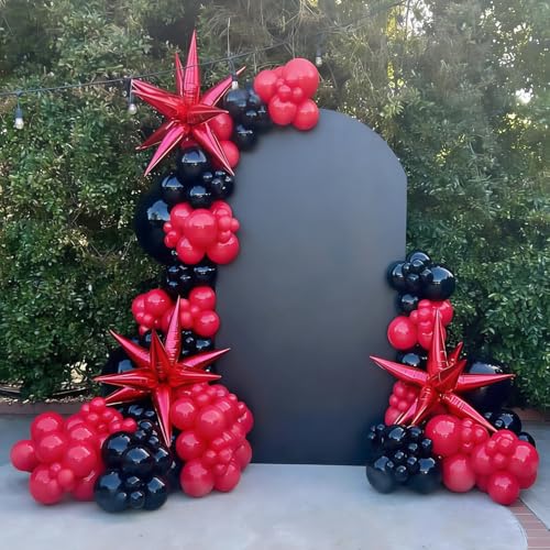 Image of Lukiituke Red and Black Balloon Arch Kit, 114Pcs Black and Red Balloons