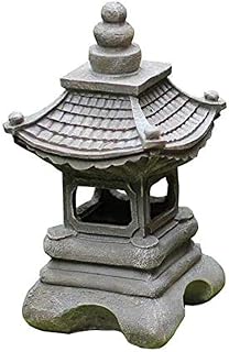 Imitation Stone Pagoda Stupa Lantern Outdoor Garden Statue Asian Decorative, Solar Waterproof Garden Sculpture, Japanese Style Lantern Pagoda Solar Powered LED Outdoor Decor Garden Light