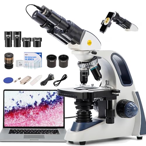 Image of SWIFT SW380B Binocular Compound Microscope,40X-2500X with 2.0MP Camera,100pcs Microscope Slides,Microscope Kit for Students School Lab