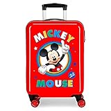 Disney Circle Mickey Maleta de Cabina Rojo 37x55x20 cms Rígida ABS Cierre combinación 34L 2,6Kgs 4 Ruedas Dobles Equipaje de Mano