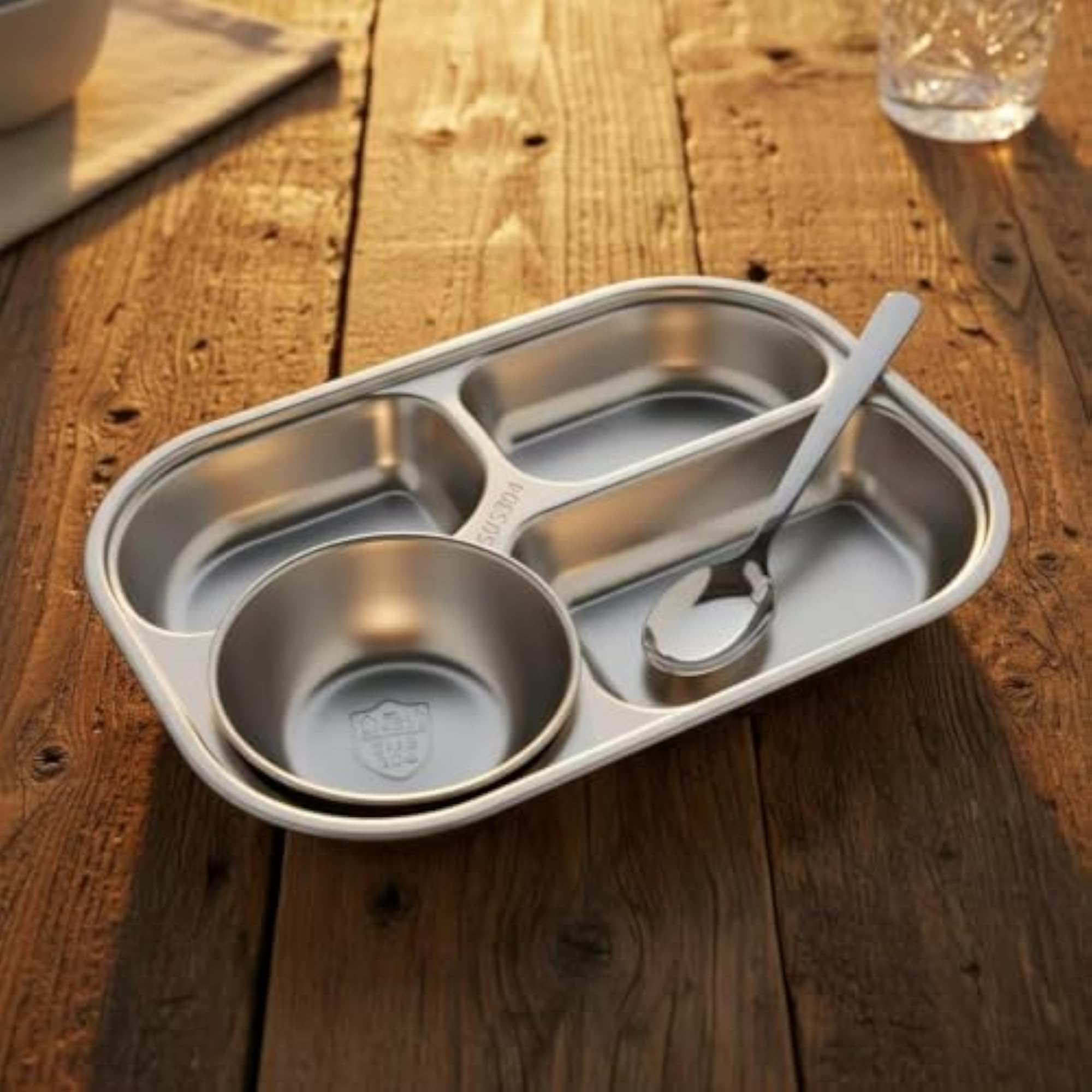 Compartmentalized Divided Tray with Bowl and Spoon
