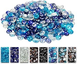 Grisun 10 Pounds Fire Glass Beads for Fire Pit - 1/2 inch Bahama Blend Reflective Round Glass, Decorative for Natural or Propane Fireplace, Fire Table, Fish Tank, Vase Fillers and Landscaping