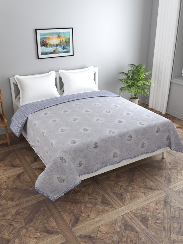 Image of Florida Diva Cotton Reversible Dohar Topsheet for Double Bed Made for All Season Blanket Throws with Floral Print