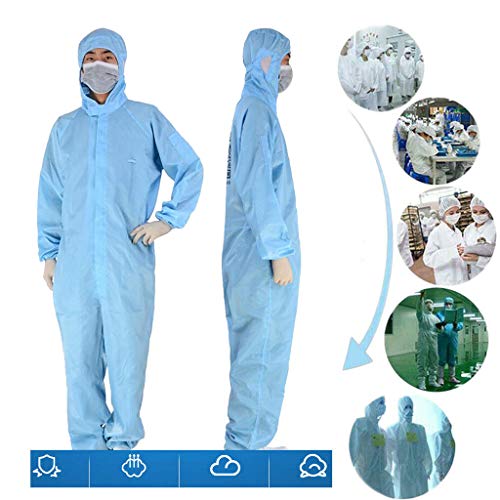 Gecau Disposable Waterproof Protective Coverall Suit with Long Zipper Front, Coverall Chemical Hazmat Isolation Suit Disposable Protective Clothing (M, Blue) - Thumbnail 3