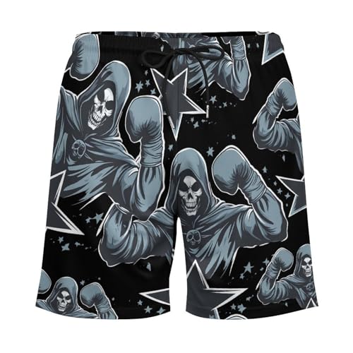 Death Boxer Boxing Men's Swim Trunks with Compression Liner Beach Shorts with Pockets Quick Dry4