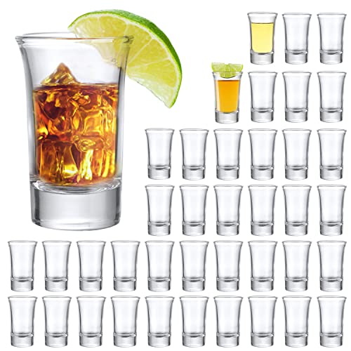 Encheng 40 Pack Shot Glasses Bulk Set 1.5 oz Whiskey Shot Glass with Heavy Base Clear Glass Shot Cups for Whiskey Vodka Tequila Liquor Spirit Home Bar Restaurants