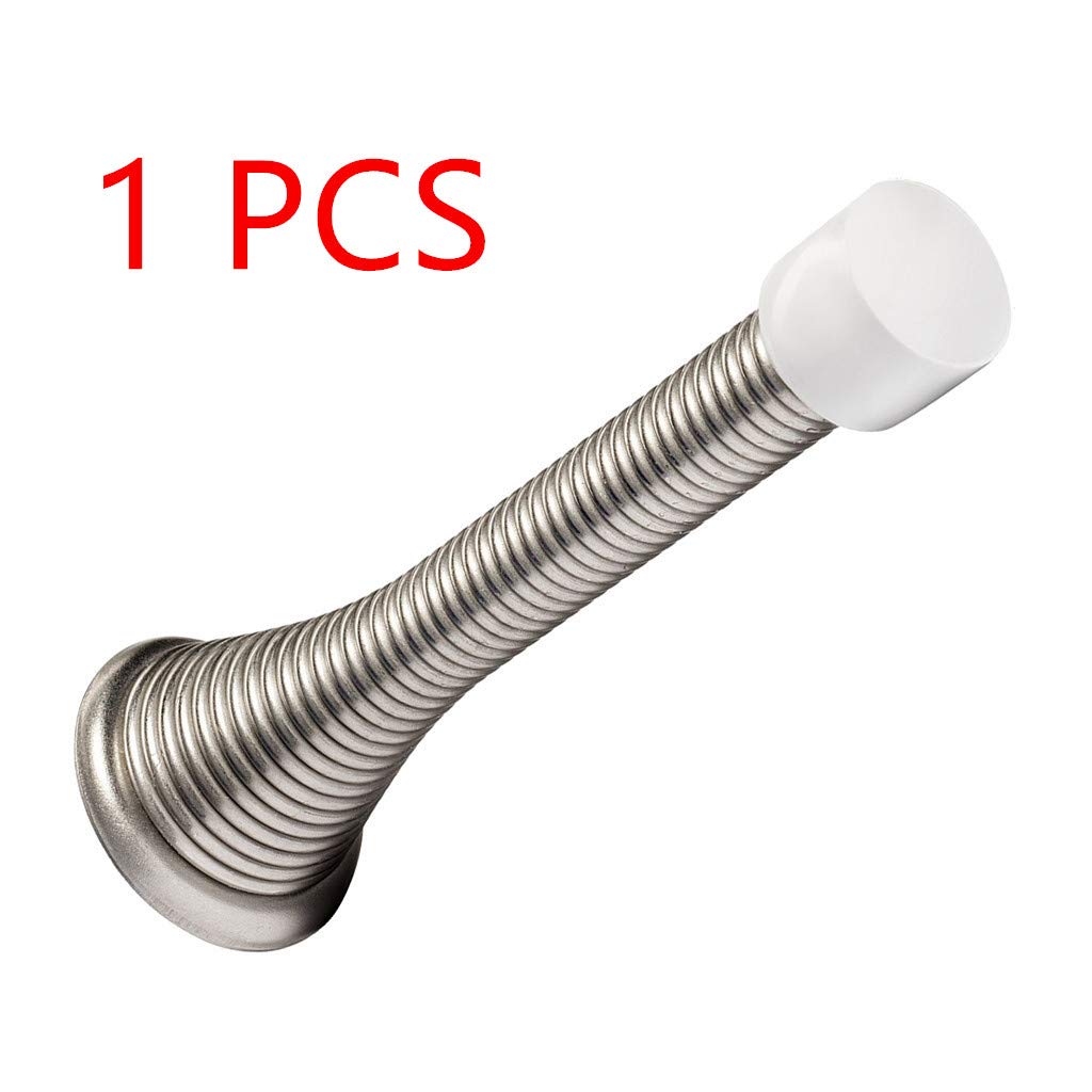 Free Postage - Efaster 2/1 Pcs Spring Door Stopper Door Stop,Heavy Duty Door Stop,Traditional Door Stop Satin Nickel Rubber Bumper (1)