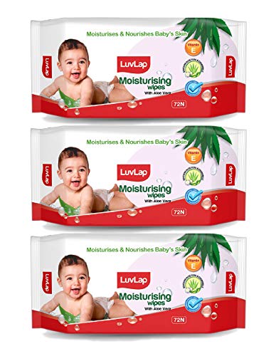 Image of LuvLap Moisturising Wipes with Aloe Vera (72 Wipes /Pack, Pack of 3) & LuvLap Paraben Free Baby Wipes with Aloe Vera (72 Wipes /Pack, Pack of 6)