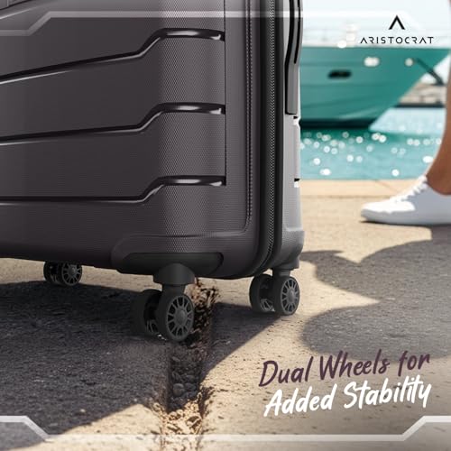 Image of Aristocrat Liberty 8-Wheel Medium Size Hard Case Trolley Bag, Saddle Brown