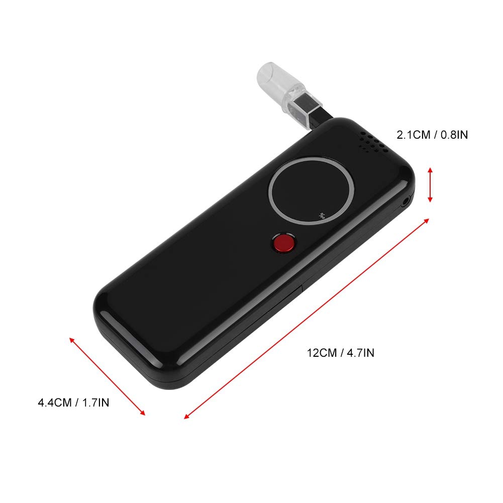 Sonew - Probador de Alcohol, analizador Digital de respiración portátil, Detector de Aliento de Alcohol Profesional con Pantalla LCD roja Digital + boquillas adicionales de 6 Piezas (Negro).