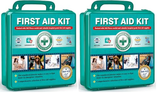 Image of General Medi 360 Pieces Hardcase First Aid Kit - Comprehensive Large First Aid Box Contains Premium Medical Supplies for Travel, Home, Office, Vehicle, Camping, Workplace & Outdoor (Pack of 2)