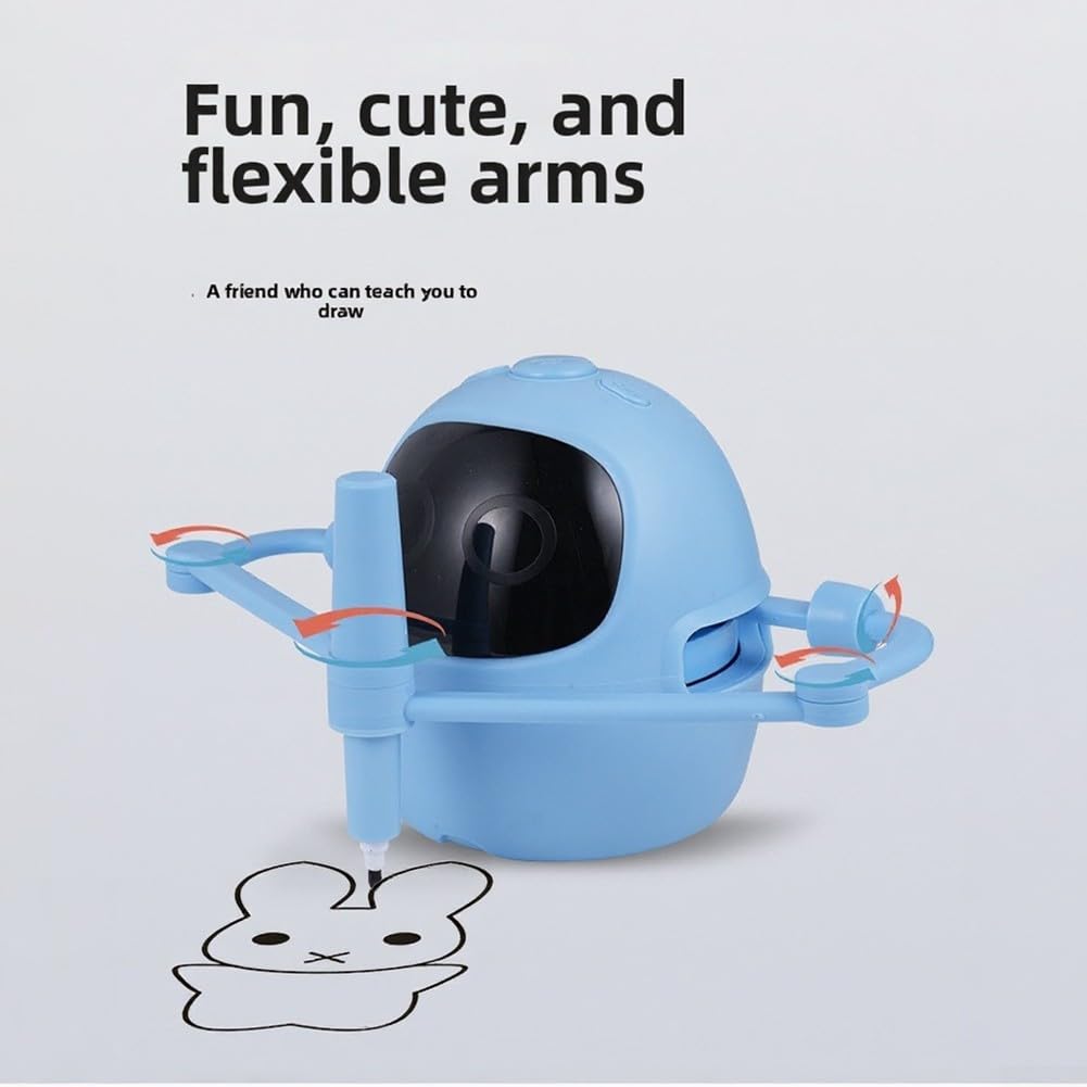 Robot da disegno per bambini, giocattolo educativo interattivo con 100 schede modelli, robot da colorare automatico con 5 penne e lavagna, regalo educativo per ragazzi e ragazze dai 4 anni in su