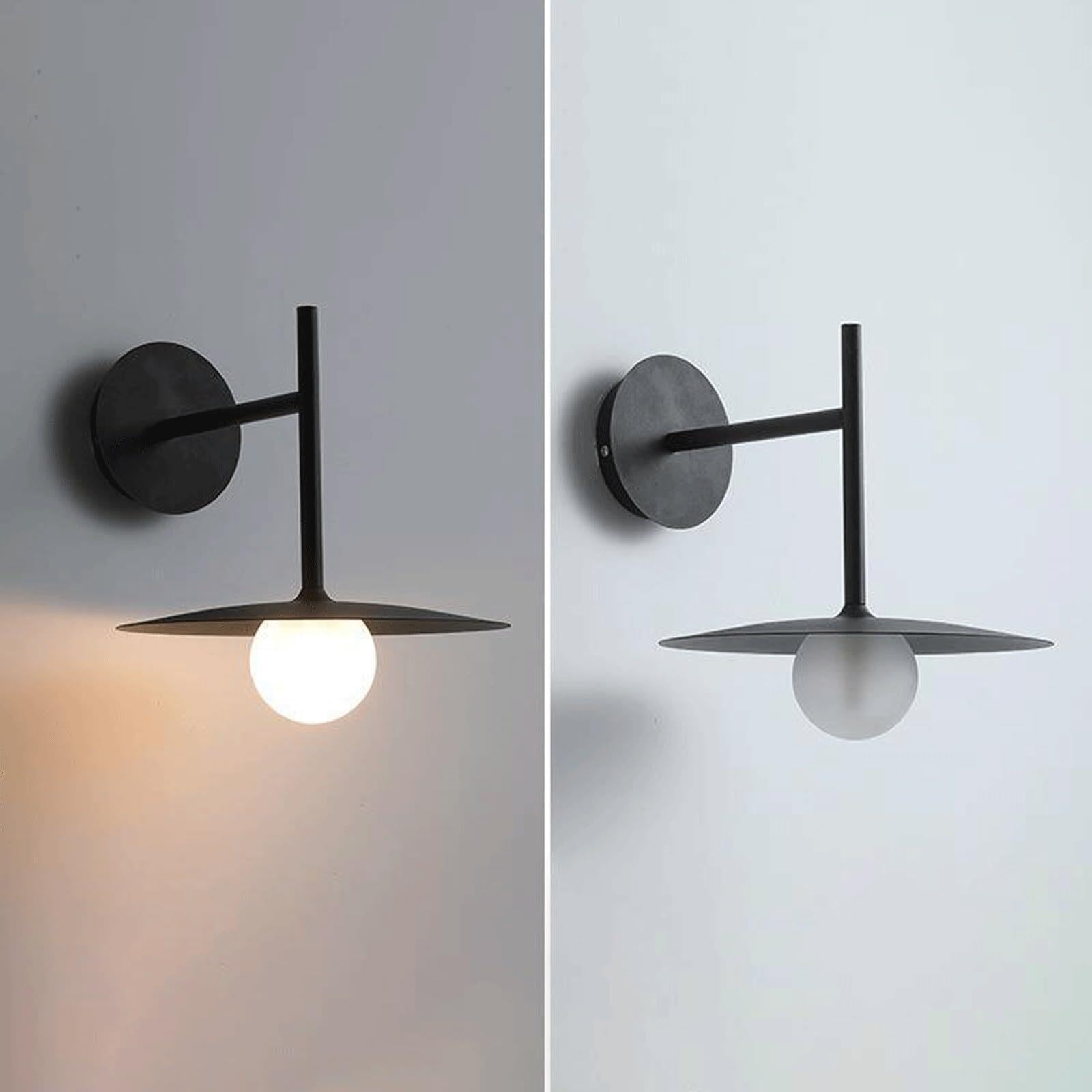 Lampada Muro Disco Metallo Industriale Vetro Smerigliato
