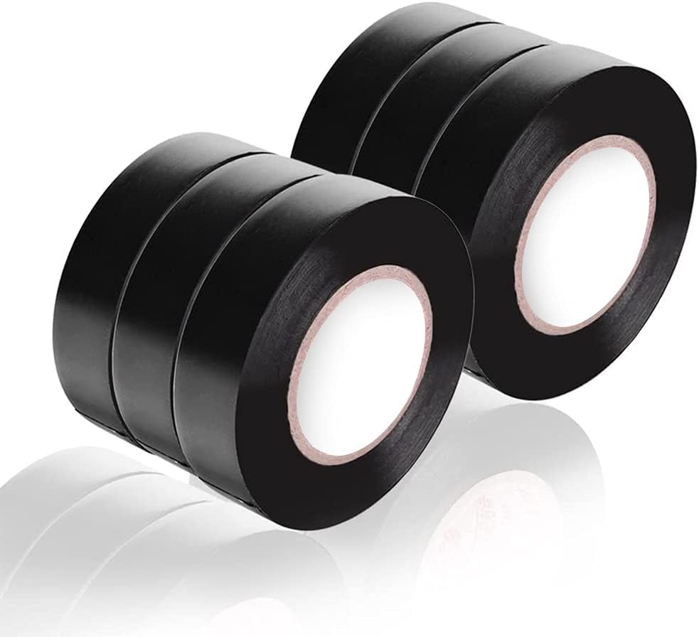 Weekly Top Sale Black Electrical Tape 6 Pack Each Roll 0.6 x 50' - Viaky High End Industrial Grade - Rated to 176 Degrees & 600 Volts - Vinyl Insulating Backing - Perfect for Electric Wiring Projects