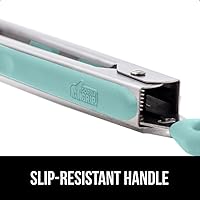 Vista 4 de GORILLA GRIP Pinzas de cocina de acero inoxidable resistentes al calor para cocinar, 9 + 12 pulgadas, juego de 2 pinzas para barbacoa, punta