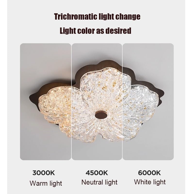 Plafonnier pétale dorée dimmable intensité variable éclairage rétro 60cm