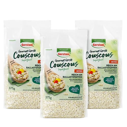 Gerstoni Gersten Couscous 3 x 375g, ohne Weizen, POWERFOOD aus regionalem Anbau