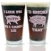 Funny Pint Beer Glasses Gift Set | Perfect for BBQ Grill Lovers, Couples, as an Engagement or Birthday Present, Gift for Newlyweds, Father’s Day, your Dad or Grandpa anyon who barbecues or smokes meat
