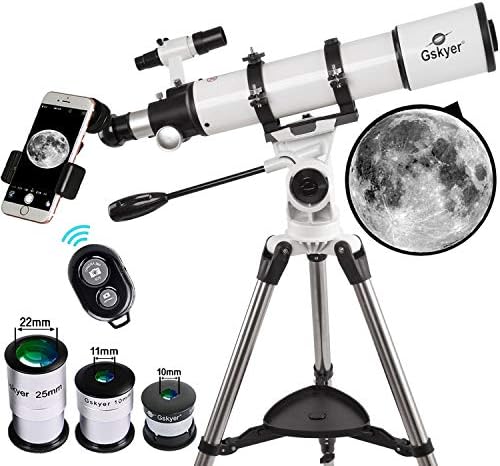 Telescope, Gskyer 90mm Aperture 600mm AZ Astronomical Refractor Telescope - Professional Telescope for Astronomers with Smart-Phone Adapter and Wireless Camera Remote