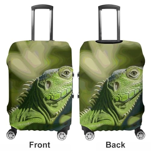 Green Lizard Printed Luggage Cover Protector, Fits 18-32 Inch Luggage3