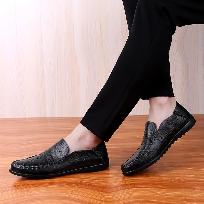 Loafers for Men Round Toe PU Leather Loafer Shoes Flexible Comfortable Flat Heel Wedding Fashion Slip-ons3