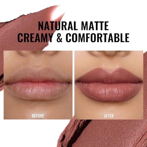 Image of Oulac Pink Nude Matte Lipsticks for Women, Silky Velvet Matte Lipstick, Soft Smooth Texture, High Impact Lip Color, Not Dry Lightweight Formula Infused with Vitamin E, Vegan&Cruelty Free RM06