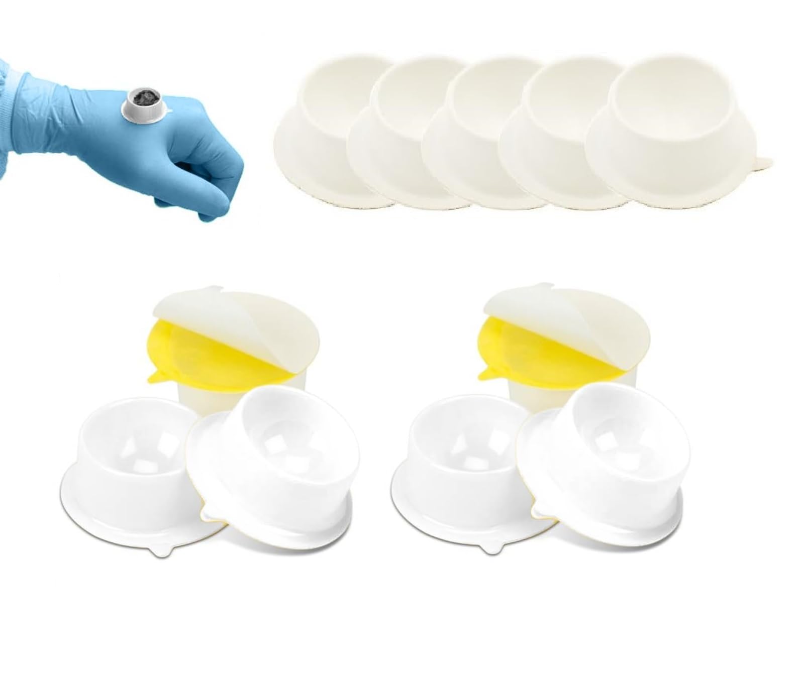 AmeriCan Goods 100/Pcs New Model Hand Sticky Dental Dappen Dishes Easy Comfortable Use Disposable Dental, Tattoo, Salon Adhere Dappen Dishes White 1