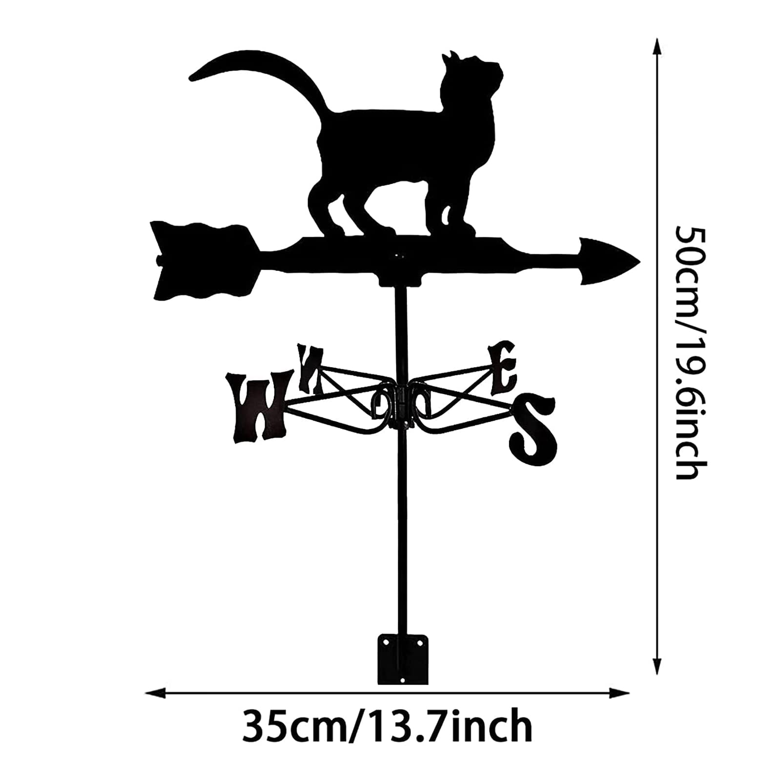 BRLIBESE Weathervane Roof Mount Cat Ornament Direction Indicator Outdoor Garden Decor Farmhouse Decorative Wind Vane Weathercock Easy to Assemble