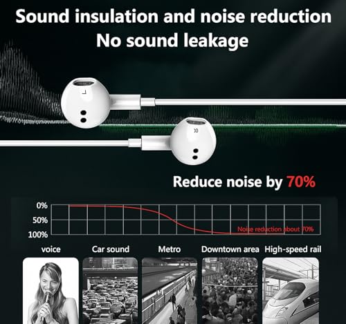 Image of Original Type-C Wired for iPhone 15 Pro & 15 Pro Max 16, 16 Pro, 16 Pro Max,16 Plus, 17, 17 Pro, 17 Pro Max, Series, Air | Strong Noise Reduction