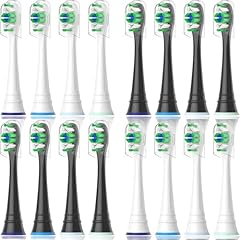 Qitizu Testine di Ricambio Compatibili con Philips Sonicare Spazzolino Elettrico, Testine di Spazzolino per Diamond Protective Expert Daily Clean, 8 Bianco 8 Nero