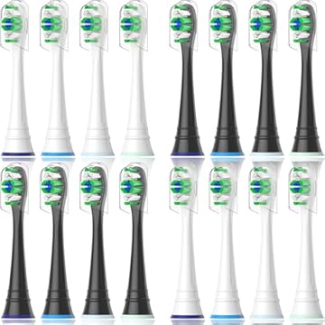 Qitizu Testine di Ricambio Compatibili con Philips Sonicare Spazzolino Elettrico, Testine di Spazzolino per Diamond Protective Expert Daily Clean, 8 Bianco 8 Nero
