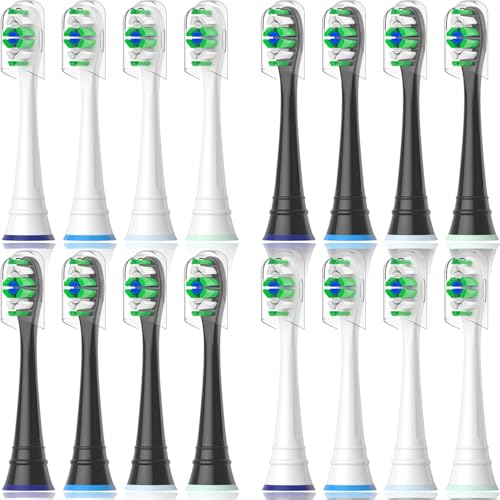 Qitizu Têtes de Brosse à Dents de Rechange Compatible avec Philips Sonicare, Brossettes électriques pour Diamond Protective Expert DailyClean, 8 Blanc 8 Noir