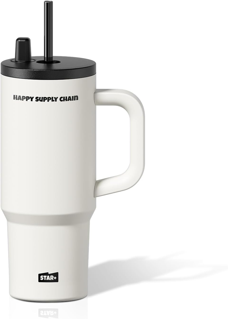 24 oz Tumbler with Lid and Straw, Stainless Steel Travel Coffee Mug with Handle, Resuable Insulated Water Bottle, Portable Ice Coffee Cup for Women, White