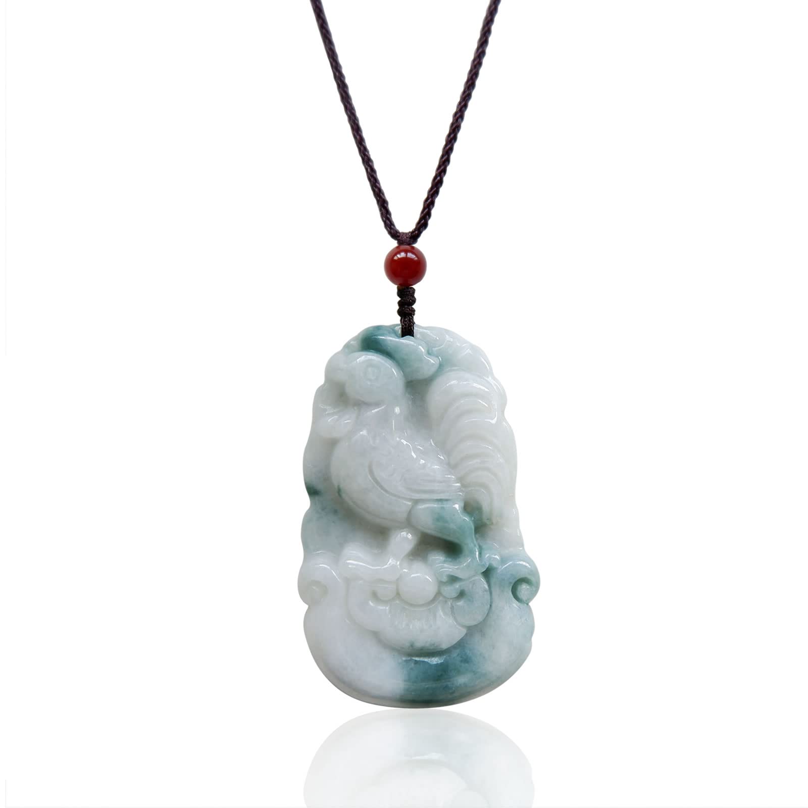Green Natural Jade Rooster Pendant Necklace Birthday Gift for My Father