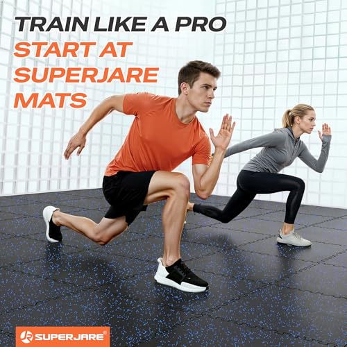 Image of SUPERJARE 0.56'' Thick 48 Sq Ft Rubber Top Gym Flooring for Home Gym