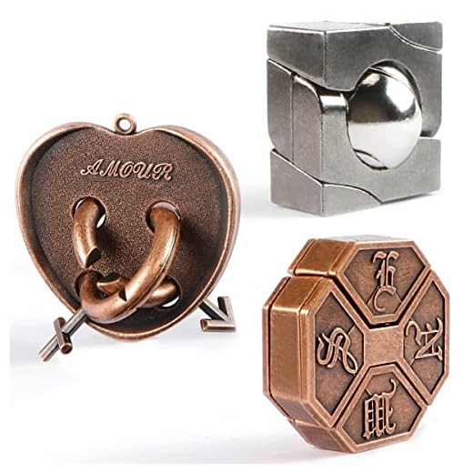 Brain Teaser Puzzles,3 Pieces Metal Cast Puzzle Games Toys,3D Highly Difficult Adult Puzzles, IQ Educational Box for Teens…