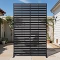 Diyfire Outdoor Privacy Screen 72" H HDPE Decorative Panel Freestanding Privacy Fence with Stand, Privacy Screens with Louvered 6 Panels, Weather-Resistant Panel Fence for Patio, Balcony, Balcony