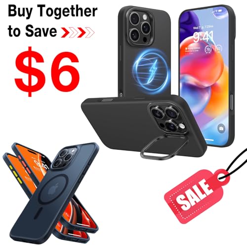 TORRAS Magnetic Case for iPhone 16 Pro Case Silicone with Stand & Stronger Magnetic & Shockproof for iPhone 16 Pro Case