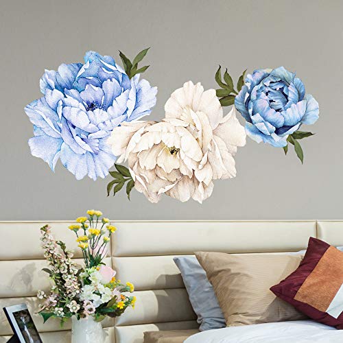 Vinilo decorativo floral azul para pared 77x86 cm miniatura 6