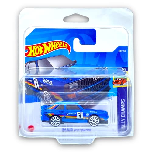 Hot Wheels Audi Sport Quattro '84 (azul) 1/5 Rally Champs 2022-180/250 (tarjeta corta) - Viene en una funda protectora para coleccionistas de KLAS - HCX60
