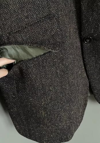 Men's Vintage Tweed Blend Blazer 2-Button Formal Herringbone Sports Jacket with Pockets3