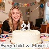 Yiran Silver 21st Birthday Candles, Number 21 Happy Birthday Candles, Silver Cake Topper Decorations for Birthday Party, Wedding Anniversary Celebration Supply for Men Women（Age 21） - Image 4