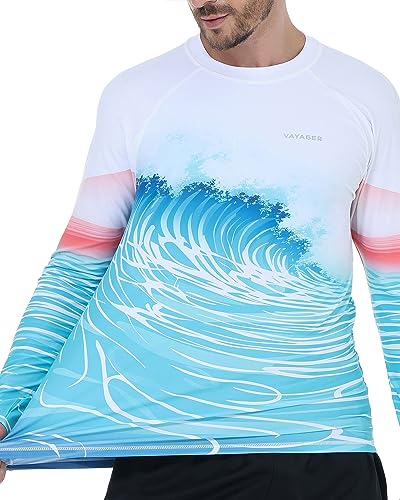 VAYAGER Men's Swim Shirts UPF 50+ Rash Guard Long Sleeve Quick Dry T-Shirt Loose Fit Water Fishing UV Protection Shirts3