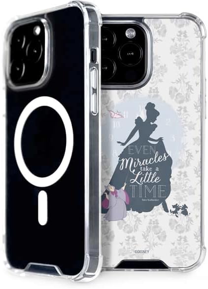 Skinit Phone Case Compatible with MagSafe iPhone 15 Pro Max - Officially Licensed Disney Cinderella Miracles Take Time Silhouette Design