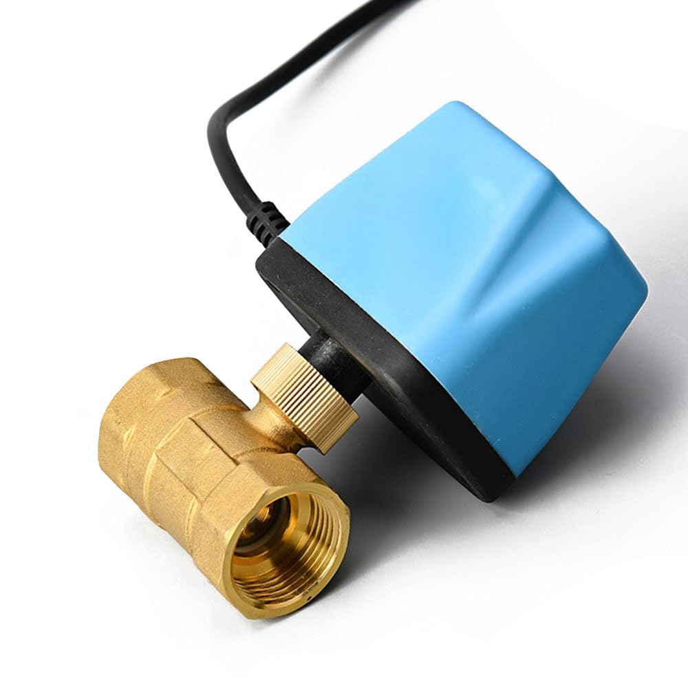 Valvola a sfera motorizzata DN15 da 1/2" 12-24V DC Valvola a sfera elettrica in ottone NO con attuatore elettrico, configurazione di ritorno automatico a 2 fili per il controllo del flusso d'acqua